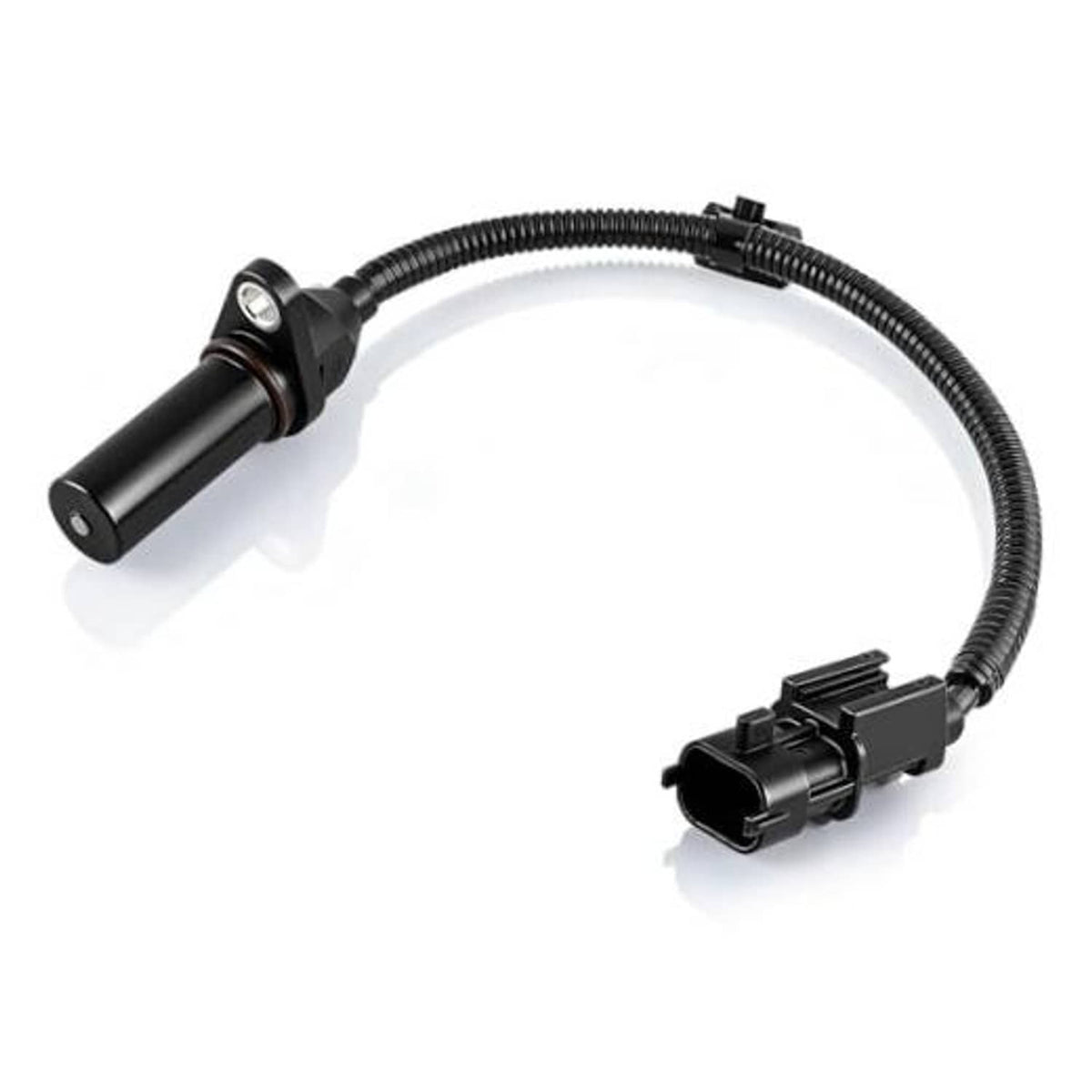 Crankshaft position sensor with black wiring harness and two-pin connector