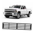 Black lower grille insert with rectangular horizontal slats and mounting holes