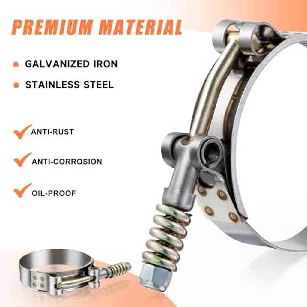 T-bolt hose clamp with stainless steel and galvanized iron construction, anti-rust design