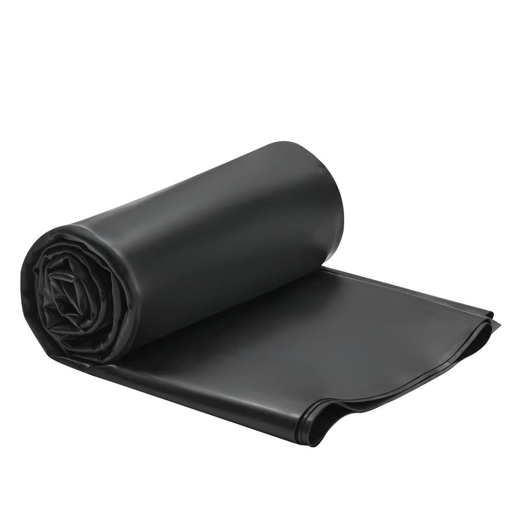 Rolled black EPDM rubber membrane sheet with loose end and curled seam