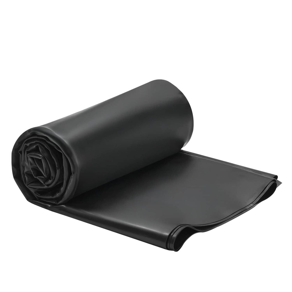 Rolled black EPDM rubber membrane sheet with loose end and curled seam