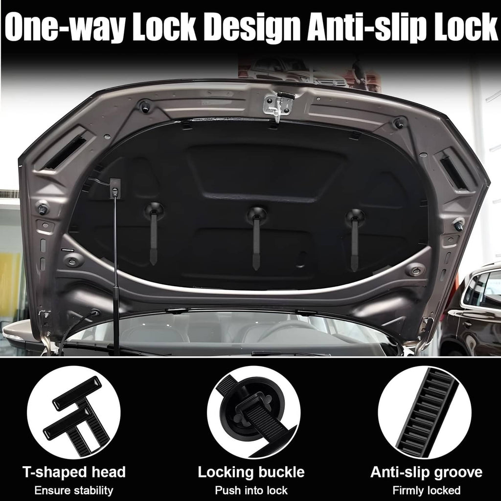 Nylon cable tie buckle set with T-shaped head, locking buckle, and anti-slip groove