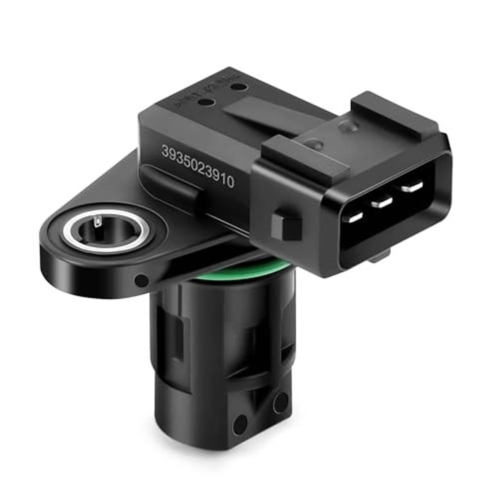 Engine camshaft position sensor, black body with 3-pin plug and mounting flange