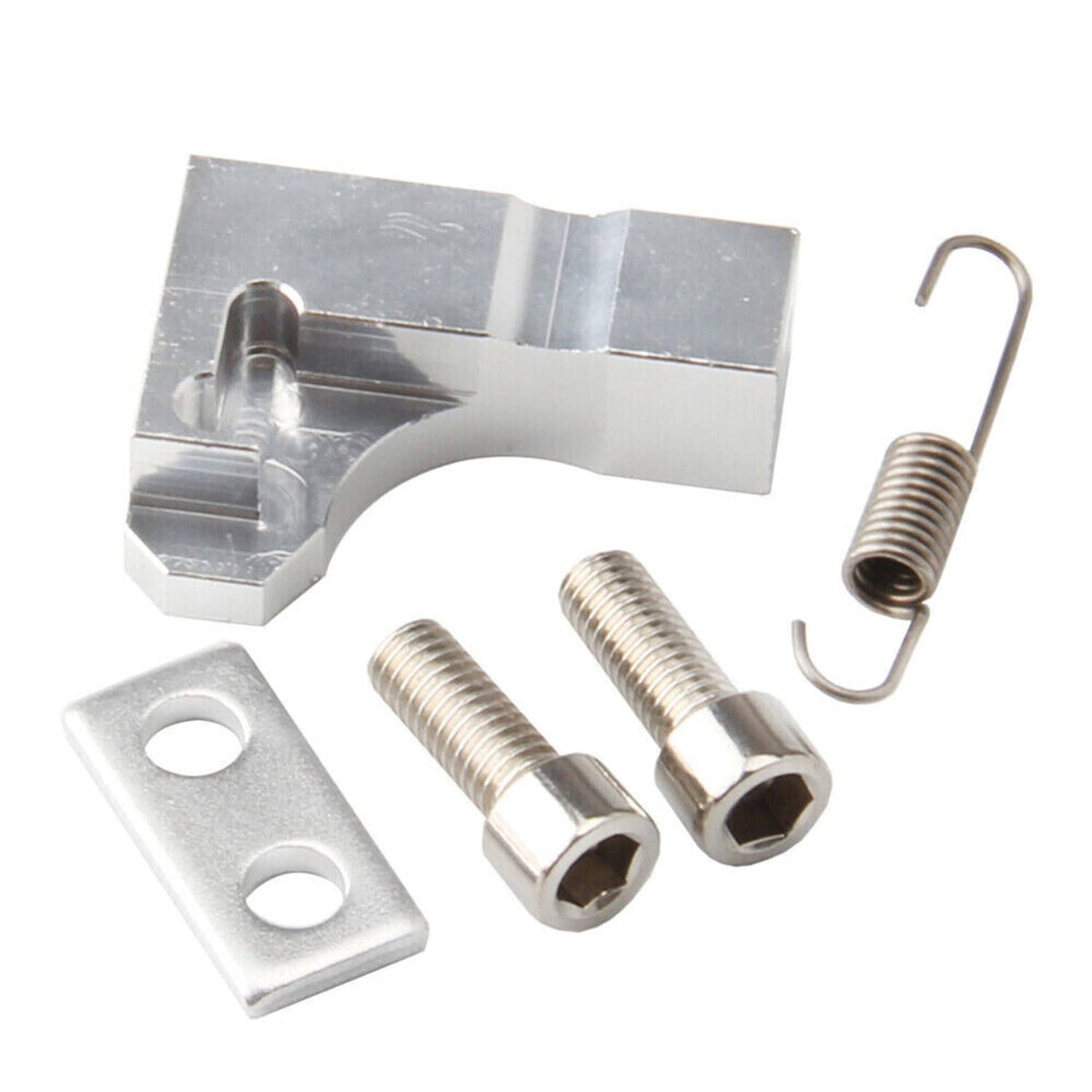 Intake manifold repair bracket kit with metal bracket, coil spring, bolts, and plates