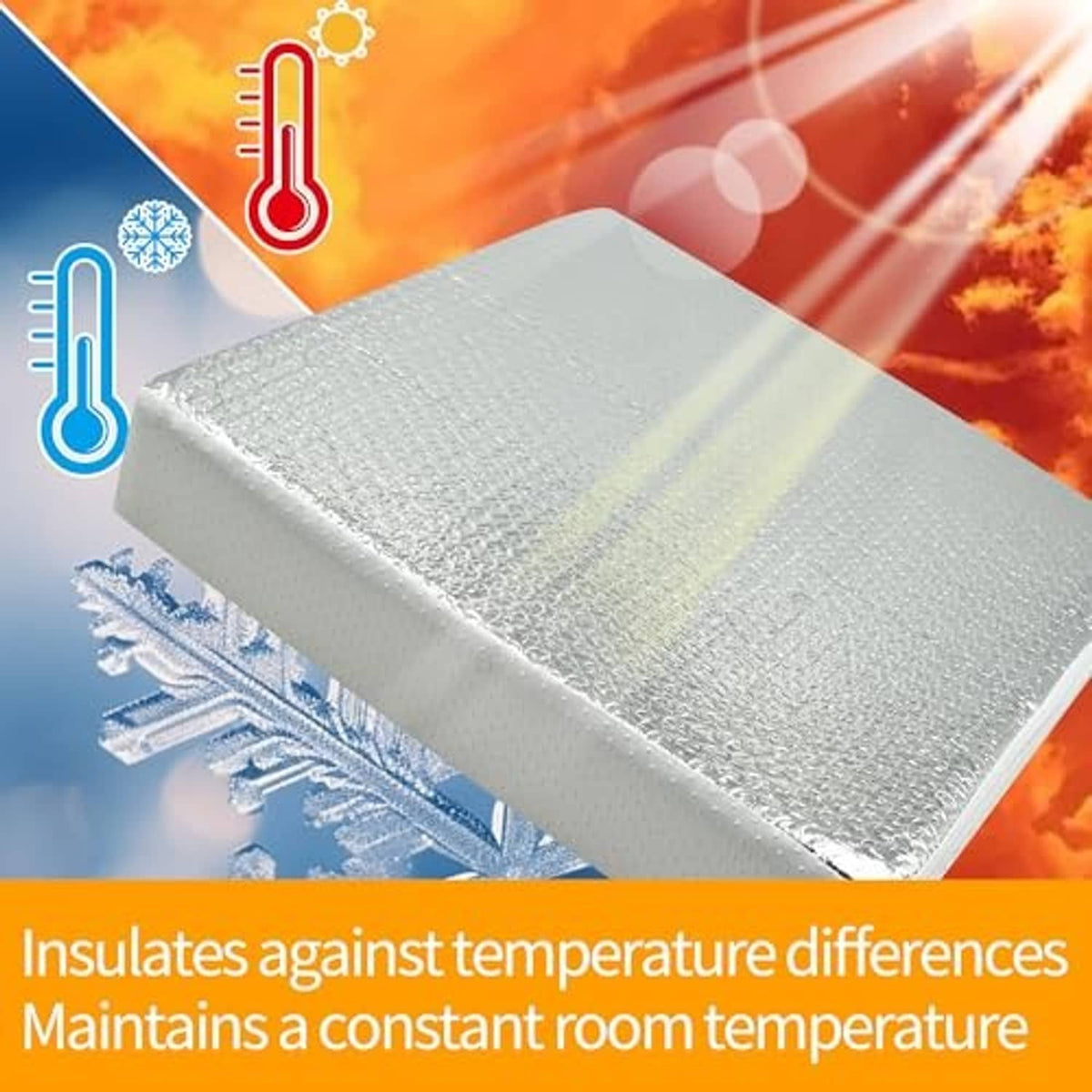 RV vent insulator pad with textured gray reflective top for temperature insulation