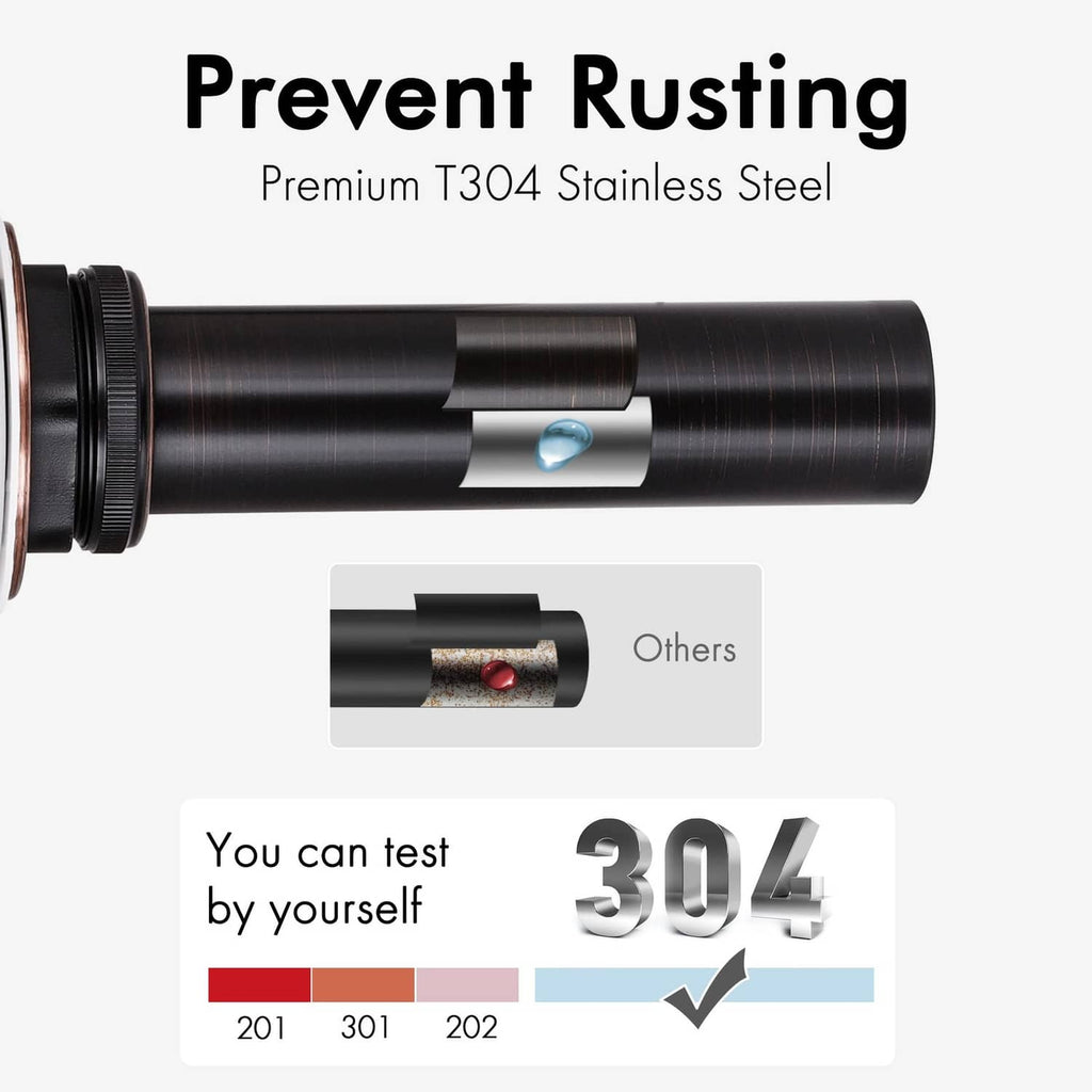 Oil-rubbed bronze pop-up drain tube with premium stainless steel spring
