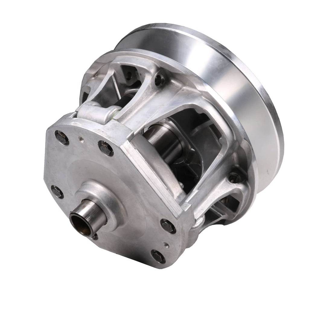 Primary drive clutch angled view with side window and silver pulley rim