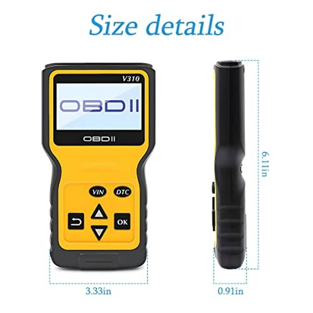AUCELI OBD2 code scanner side profile in yellow and black with OBDII logo