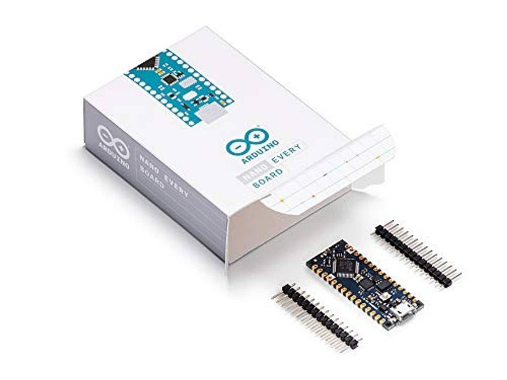 Arduino Nano Every single-board microcontroller with pin headers and components