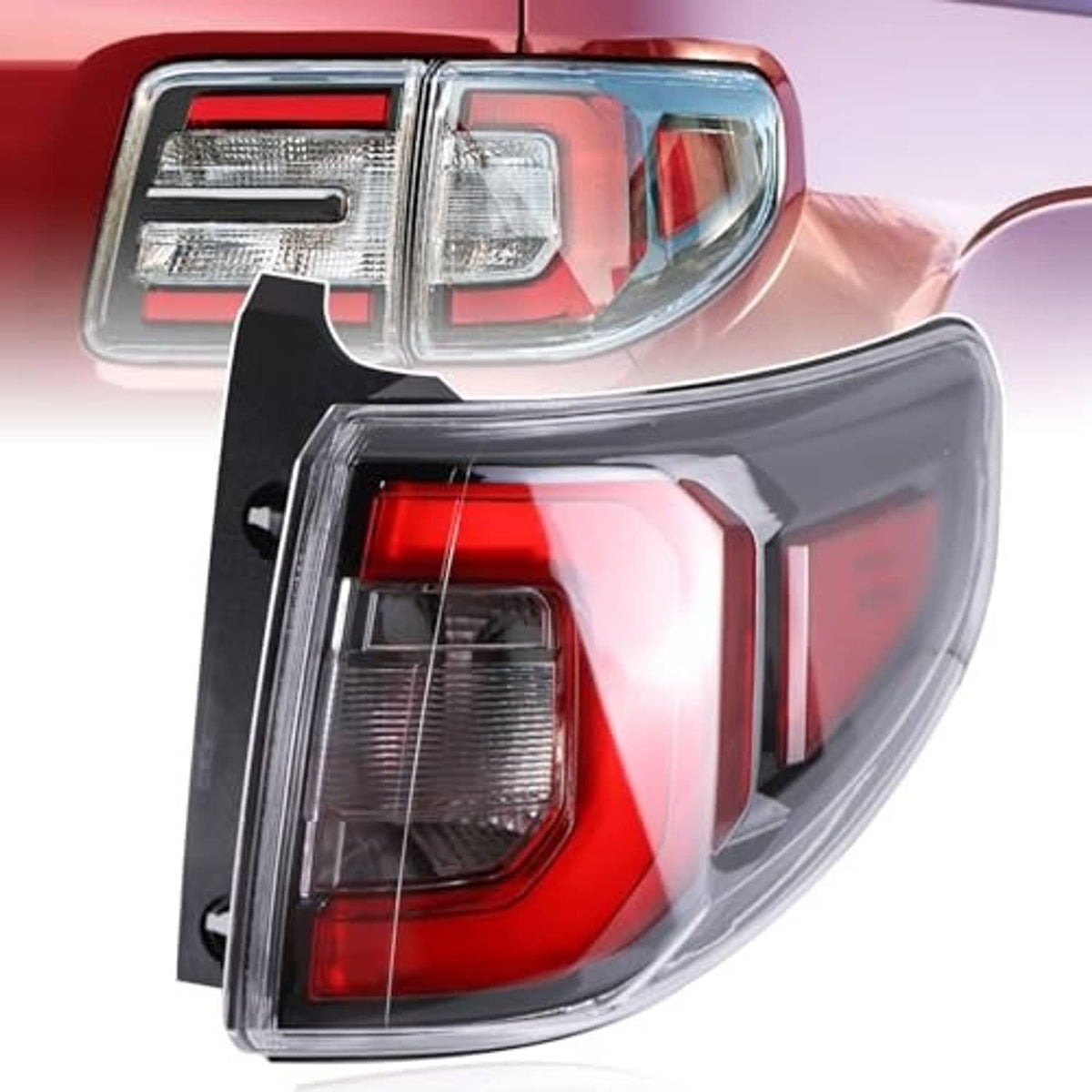 Right-side rear tail light with chrome trim, clear cover, and red brake lens