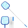 Blue square pool skimmer net with fine mesh and telescoping aluminum pole