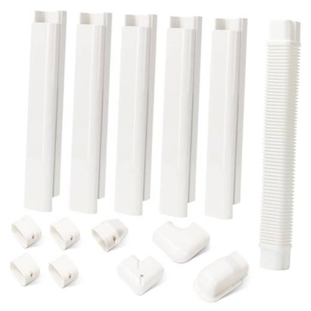 White mini split line set cover kit with straight duct pieces and corner connectors