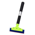 Window tint squeegee with neon green rubber blade and black comfort handle