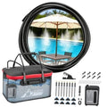 Outdoor portable misting kit with black hose ring and gray 6-gal water tank