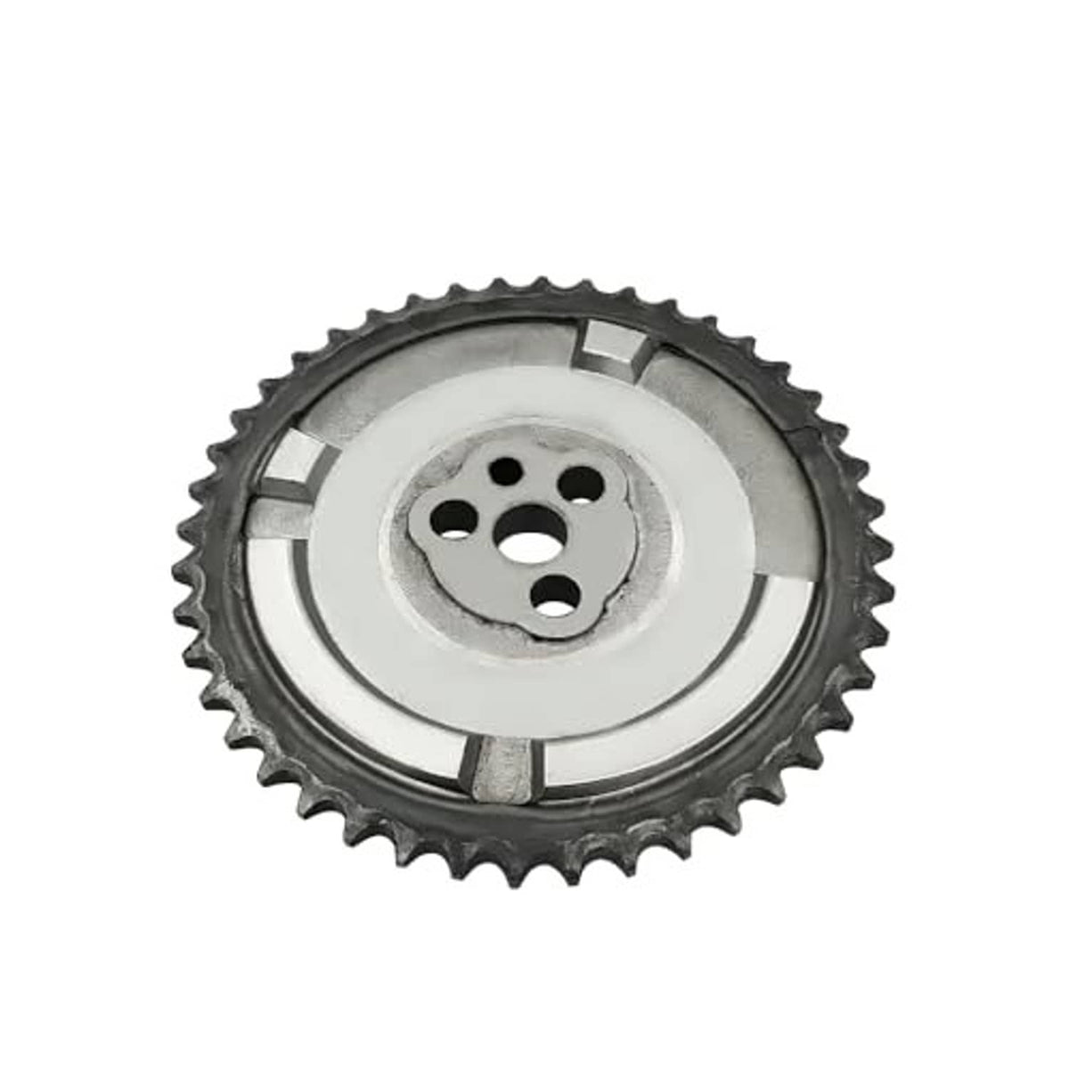 Engine timing sprocket gear side profile with three-hole center and toothed ring