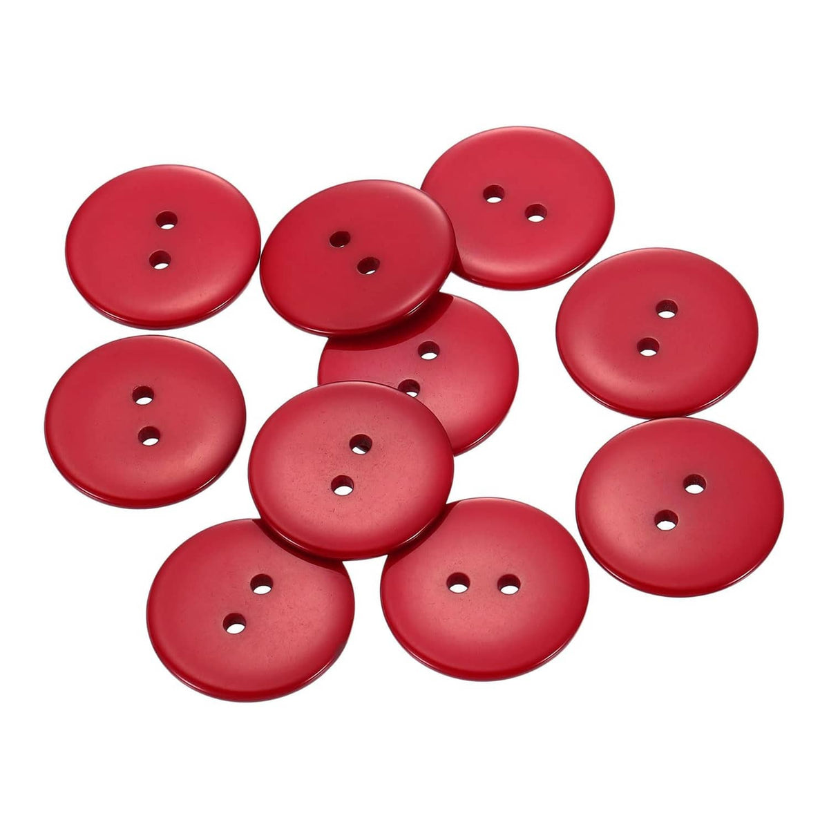 Burgundy resin sewing buttons, round with two holes (10-piece set)