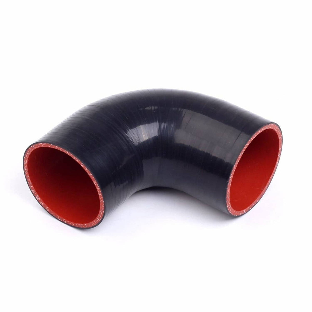 90-degree black silicone hose elbow with red inner lining, 3 in (76 mm)