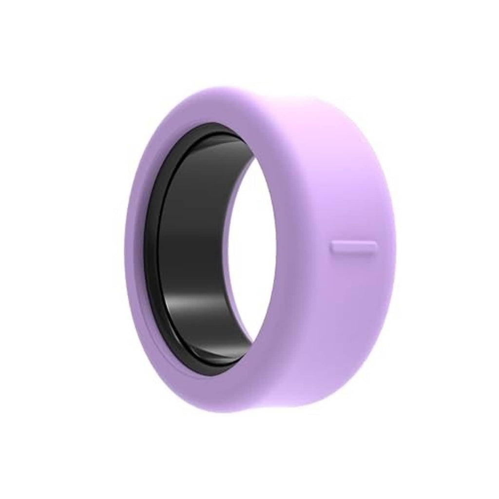 Lavender silicone ring cover with raised rim and small side notch