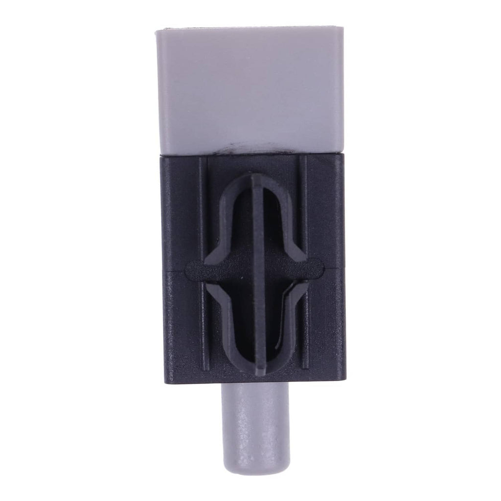 Interlock switch with black contact block and translucent gray plunger stem