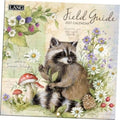 Mini wall calendar cover with raccoon, wildflowers, pinecones, and LANG logo
