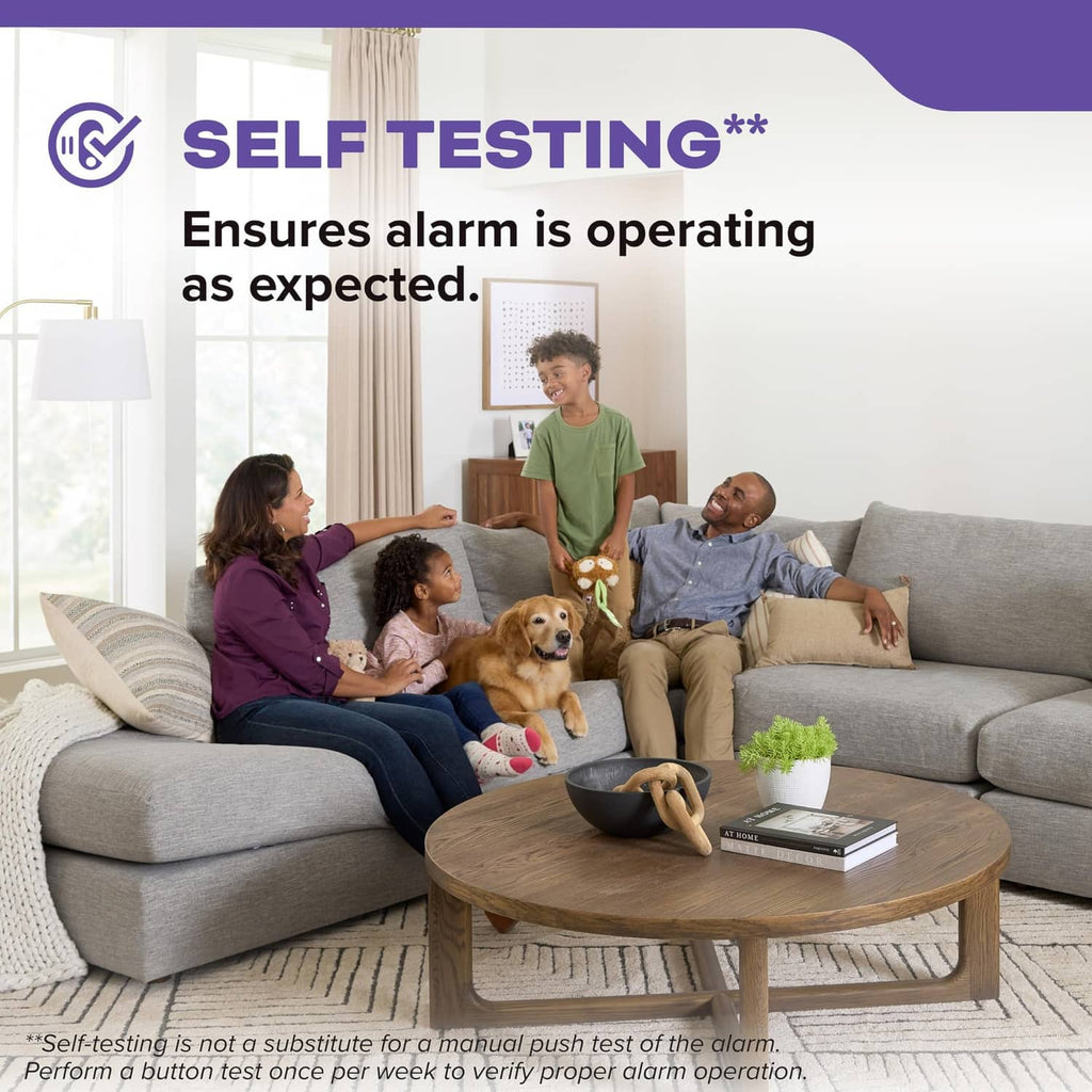 Kidde self-testing smoke and carbon monoxide detector packaging with status check icon