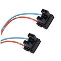 2-piece H7 headlight connector plug with blue and red striped wire leads, black housing