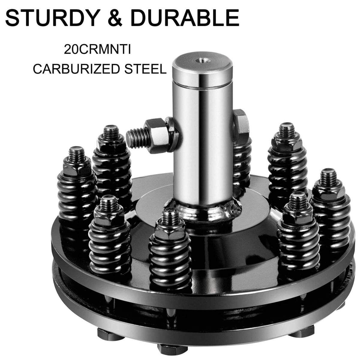 Durable PTO slip clutch with black base, silver center post, and coil spring pack