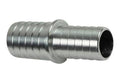 Metal hose barb reducer splice coupler, 5/8 to 1/2 inch, ribbed connector