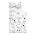 Toddler nap mat with black-and-white cat print and attached fold-over cover