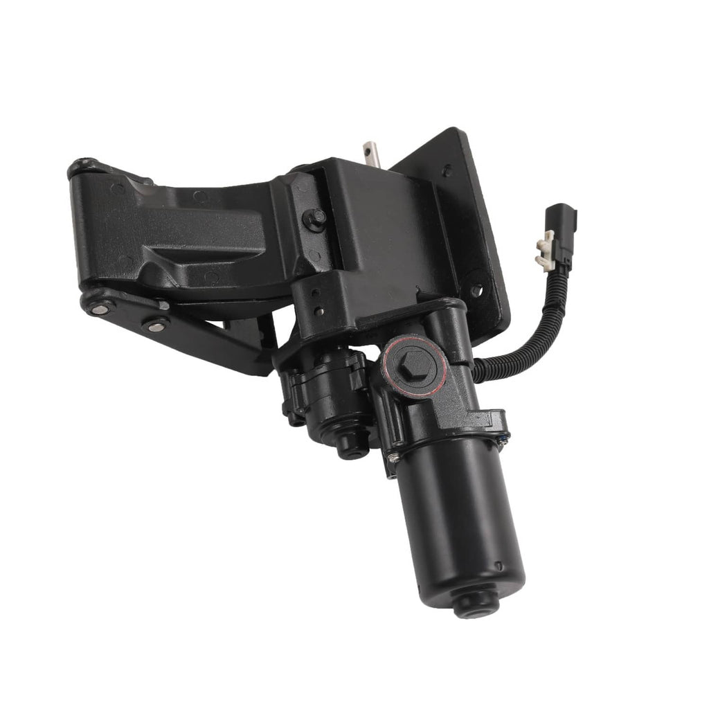 Left side power running board actuator assembly, black bracket with motor and wiring plug