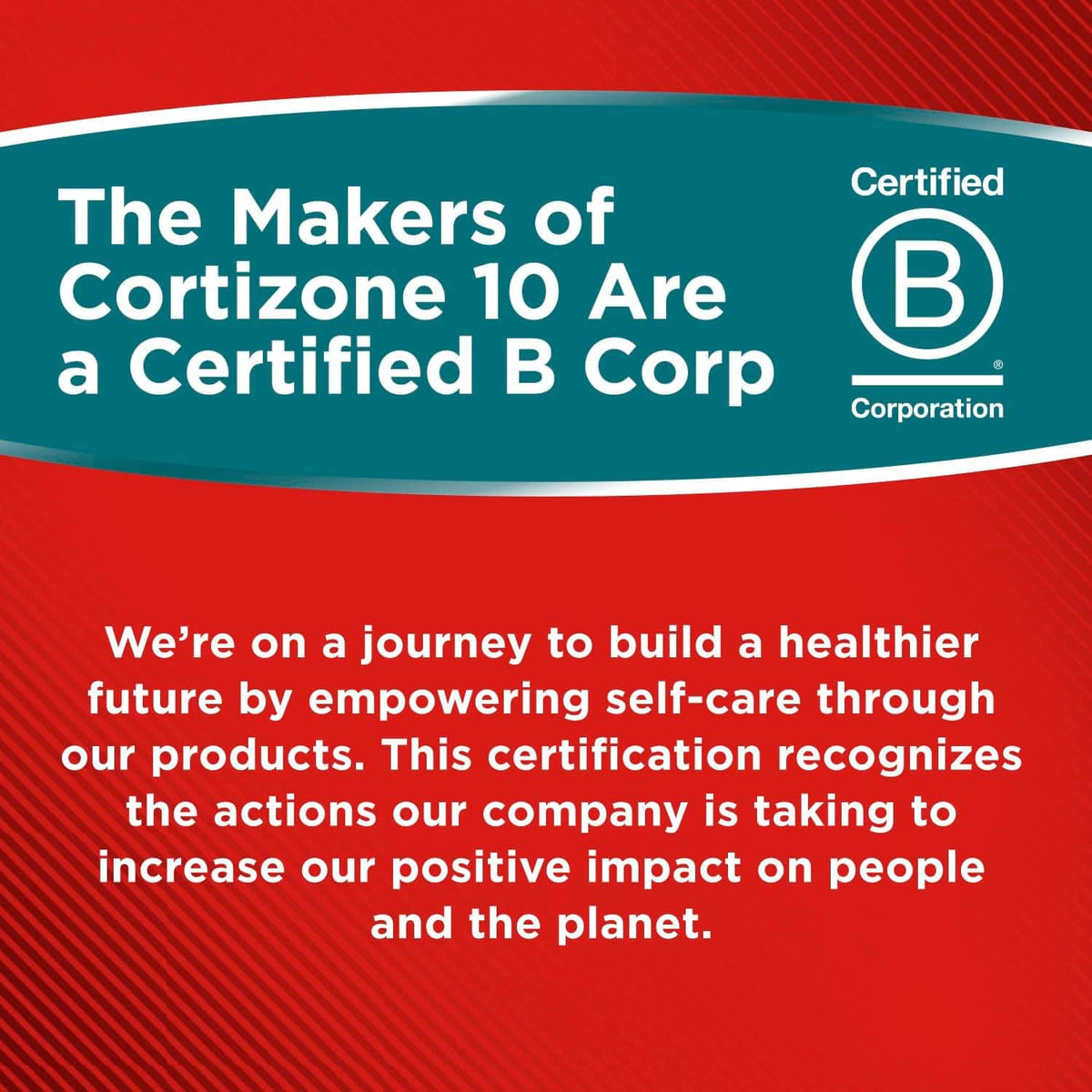 Cortizone-10 Certified B Corp graphic with seal and partner text