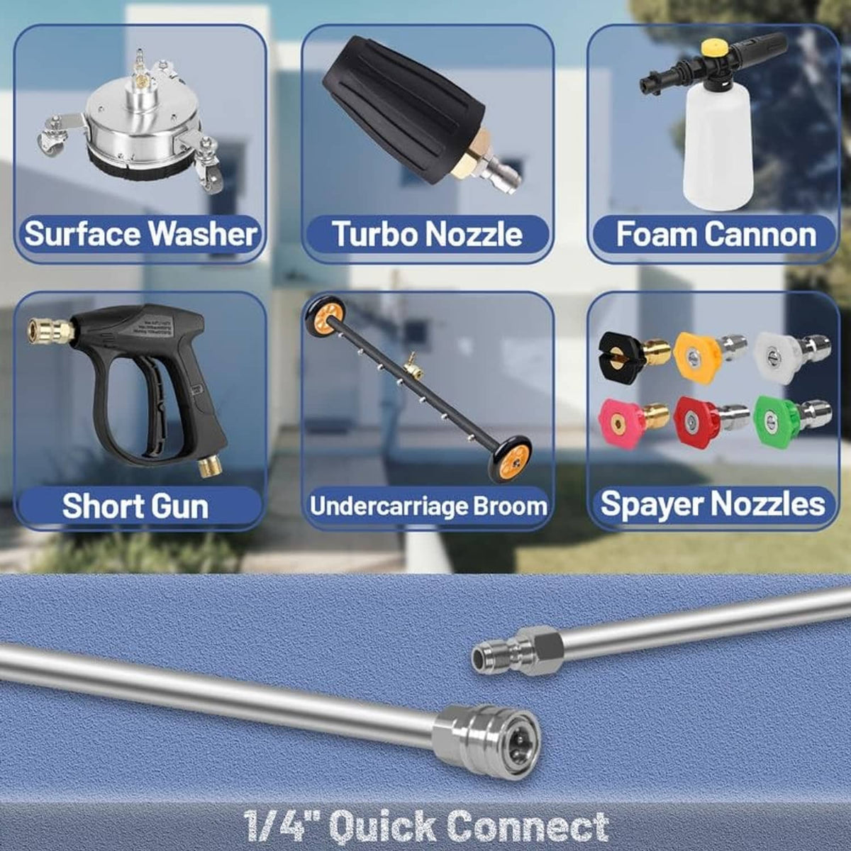 Stainless extension wand with 1/4-inch quick-connect and metal coupler