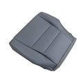 Front driver-side seat cover, dark gray leather-look with stitched panel seams.