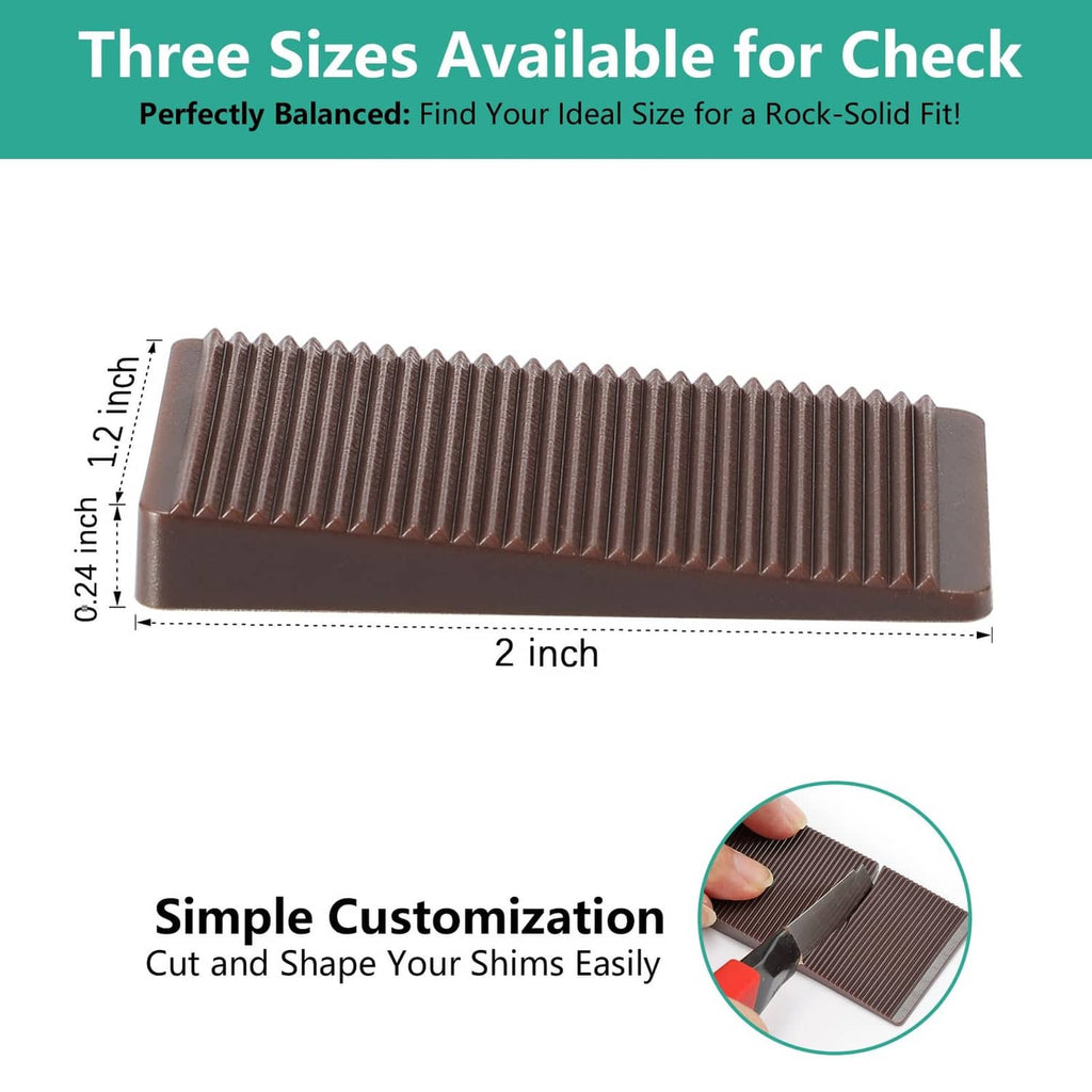 Brown ribbed rubber leveler wedge, 2-inch size with notched teeth