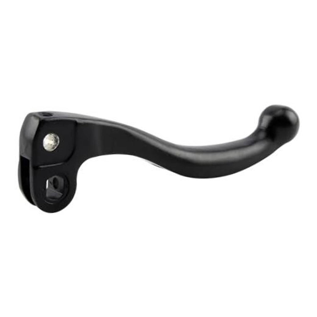 Black brake lever with mounting bracket and silver pivot screw, replacement motorcycle lever