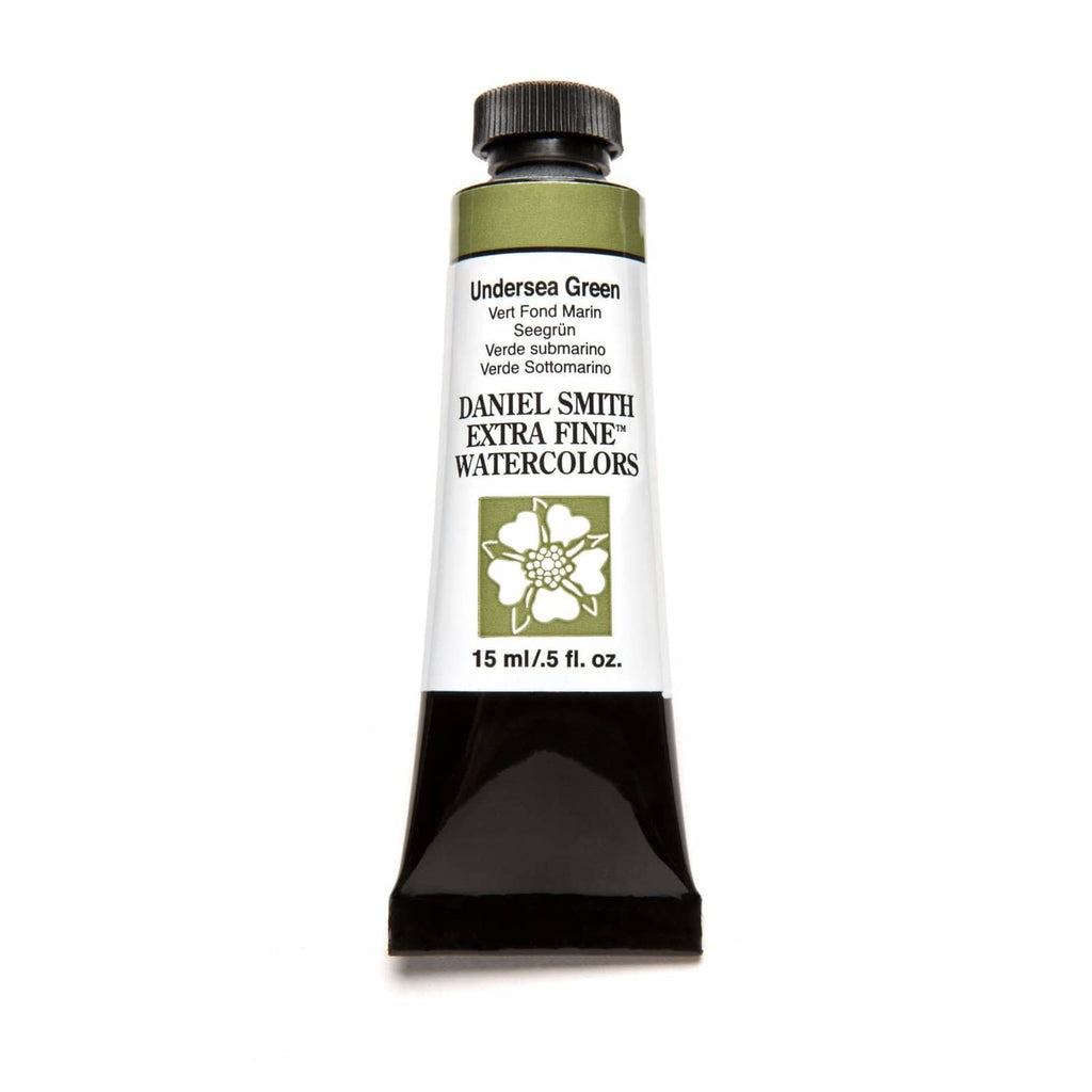 Daniel Smith Undersea Green extra fine watercolor paint tube, 15 ml, front view