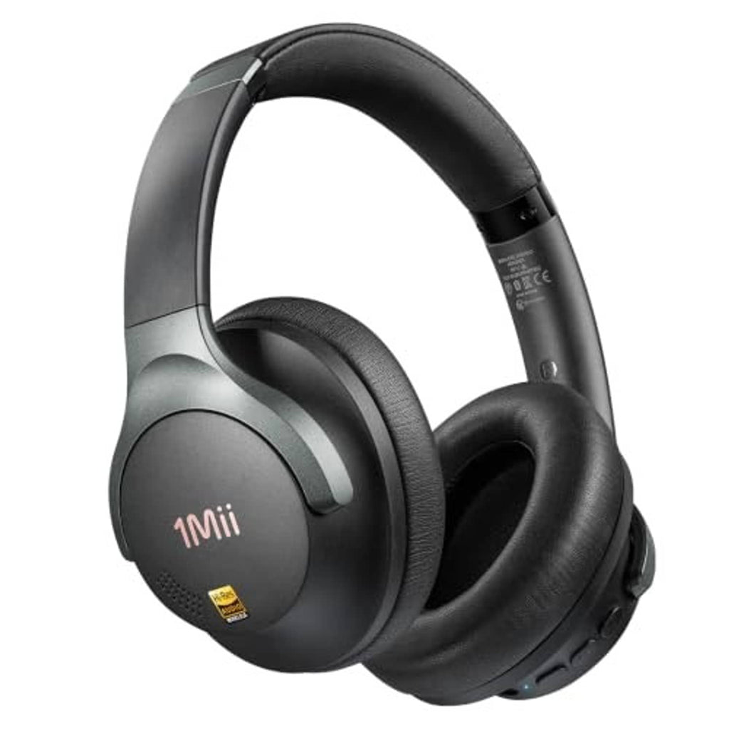 Black over-ear headphones with padded headband and rounded ear cups.