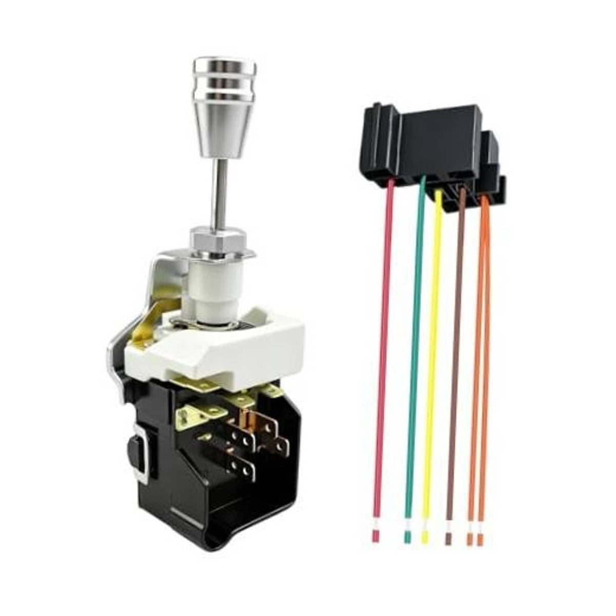 Headlight switch pigtail kit with 8-pin connector and multicolor wire leads