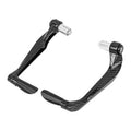 Universal 22mm brake/clutch lever hand guards, black carbon-fiber style, pair