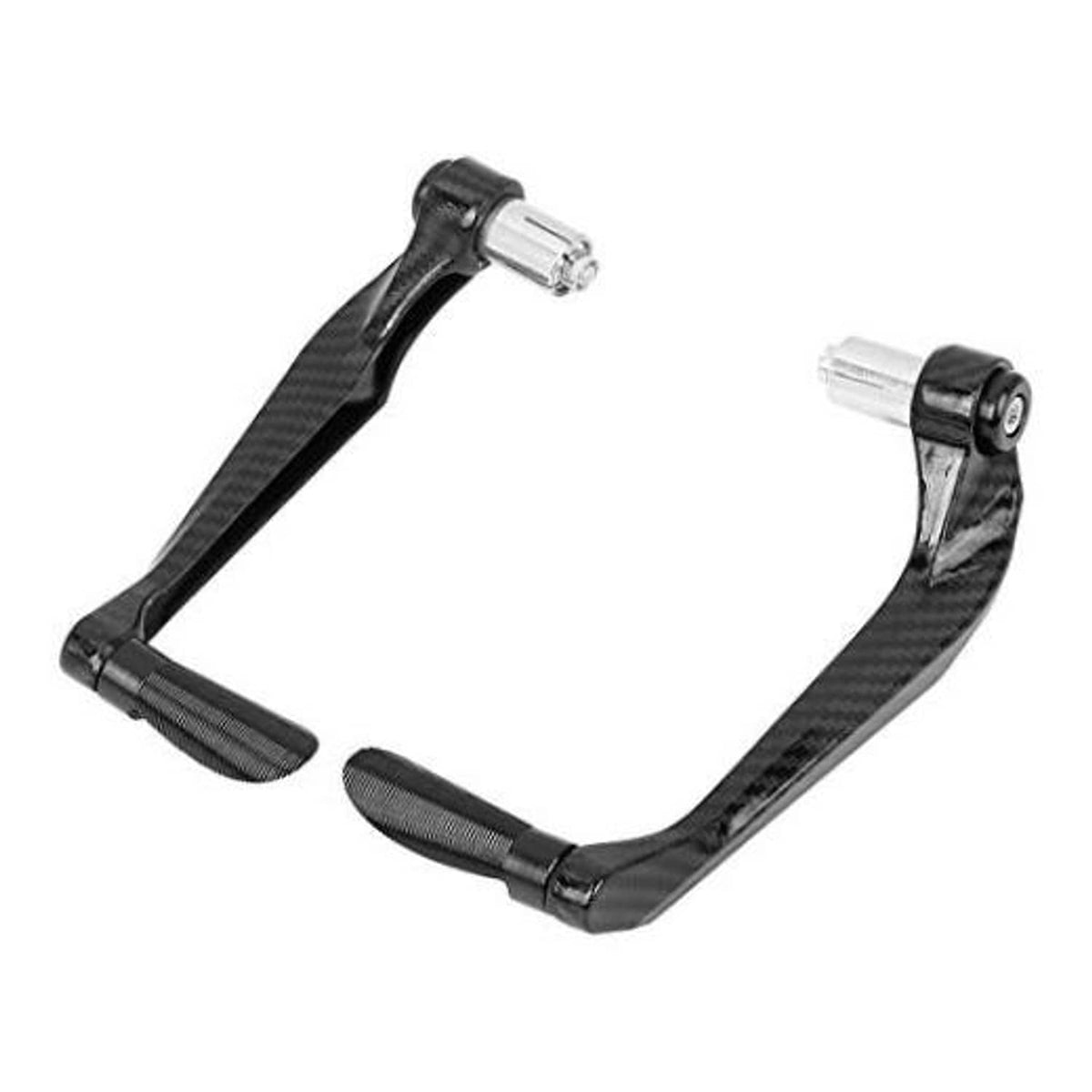 Universal 22mm brake/clutch lever hand guards, black carbon-fiber style, pair