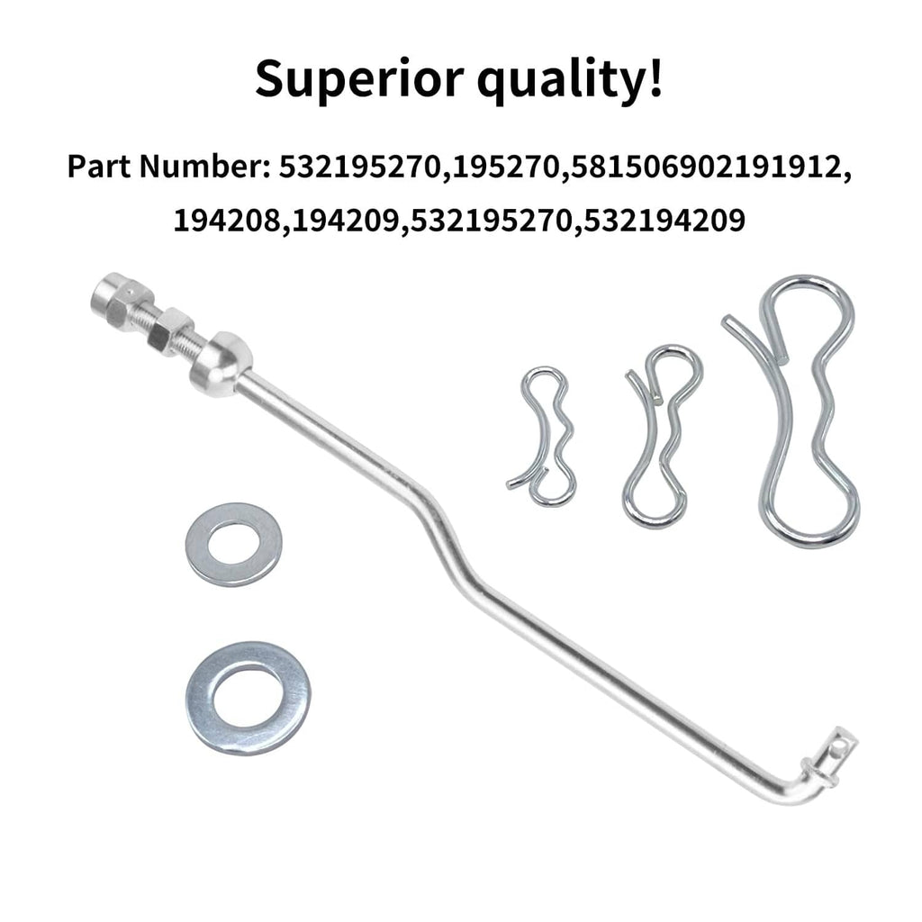 Front deck lift suspension kit with chrome link rod, bolt, washers and cotter clips