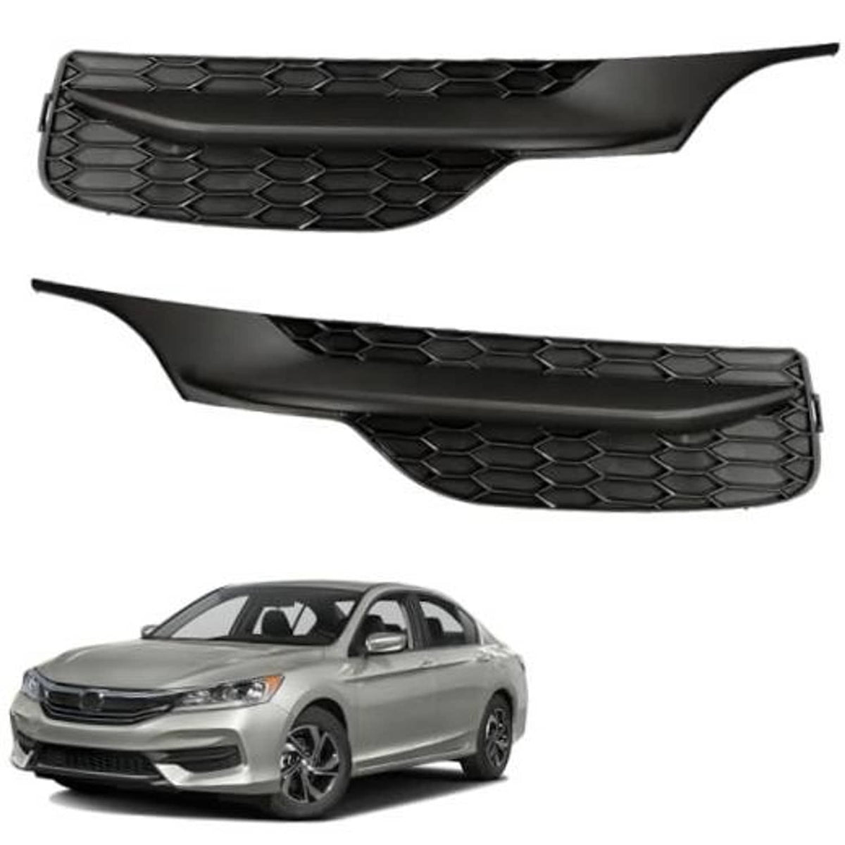 Textured black front bumper fog light covers, left and right pair