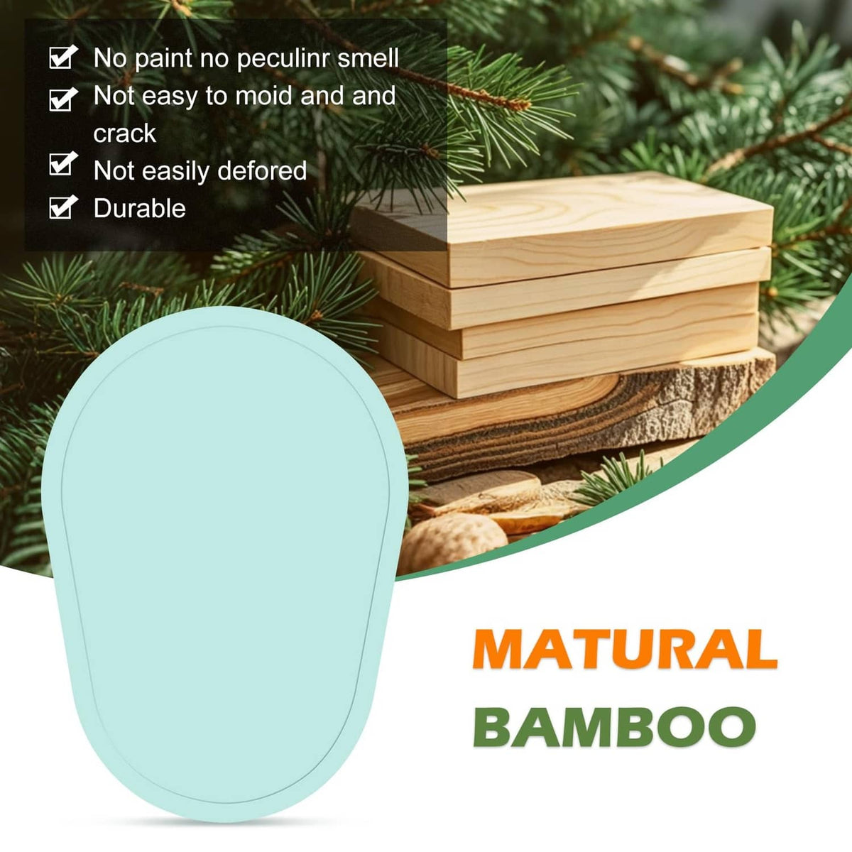 Teal-blue bamboo oval stand mixer slider pad for smooth movement