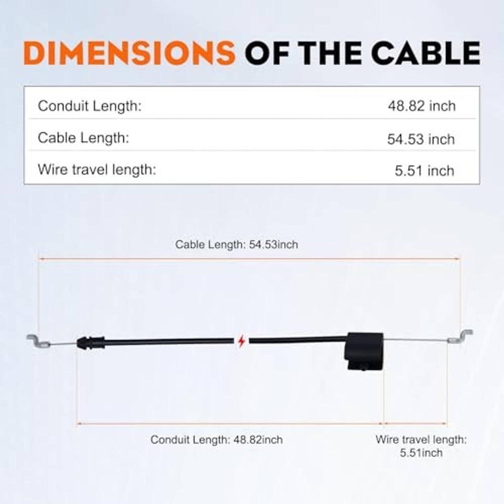 Engine control cable diagram showing conduit and cable lengths with end clips