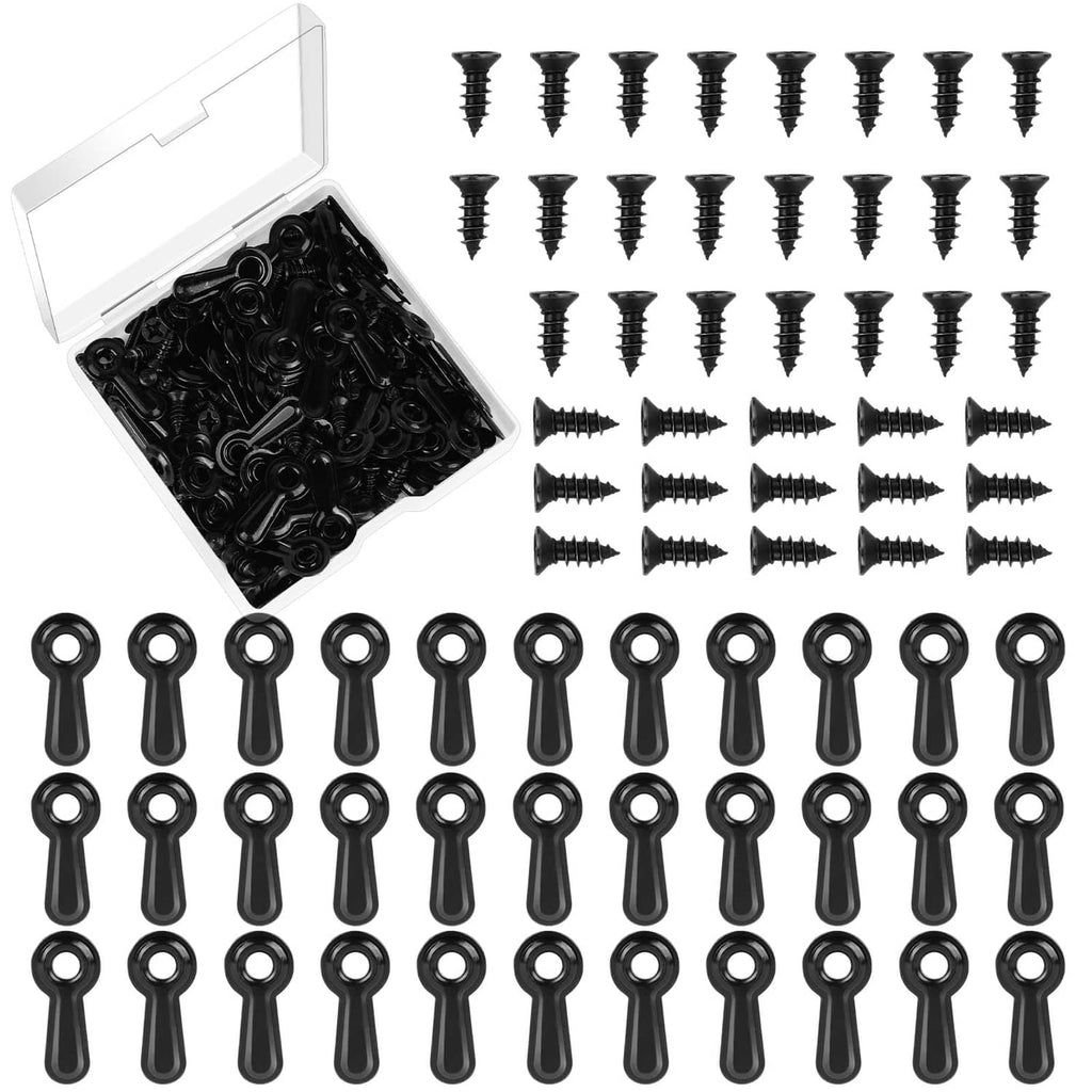 Black picture frame turn button fastener set with screws and clips, 100 pcs