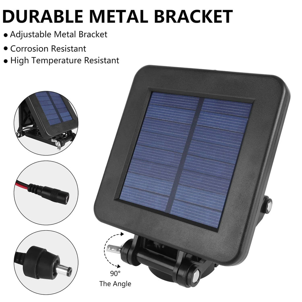 Black solar panel with adjustable metal bracket and tilt angle mounting base