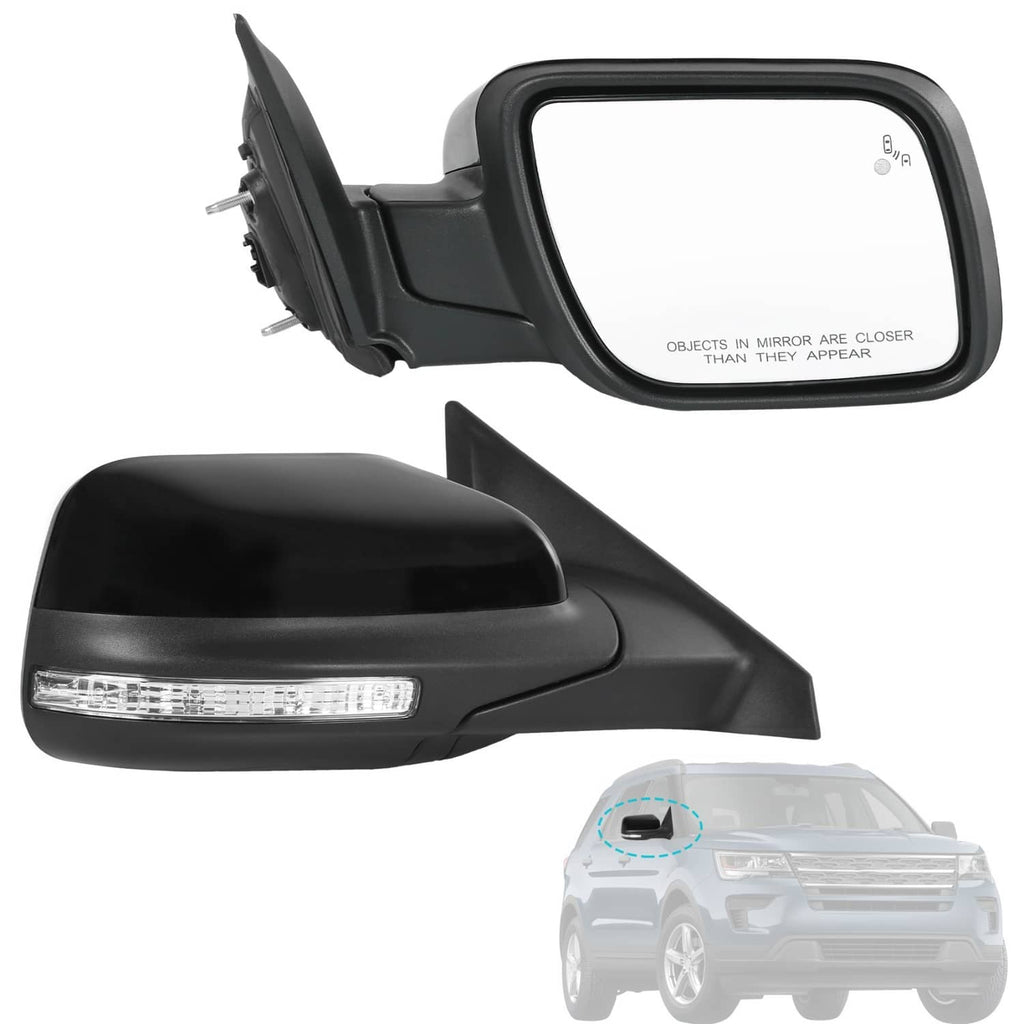 Black right side mirror assembly with integrated LED turn-signal strip