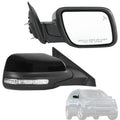 Black right side mirror assembly with integrated LED turn-signal strip