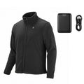 Heated fleece jacket for women, black, full-zip with stand collar and small chest logo