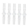 5-pack clear plastic barbed hose connectors with gripping barbs for tubing